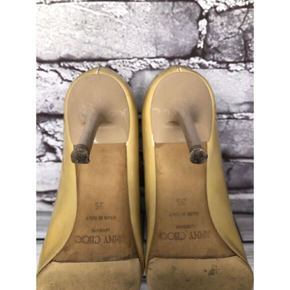 JIMMY CHOO London Yellow Patent Leather Kitten Pumps Heels Women’s Sz 35EU/5M US - Picture 15 of 16